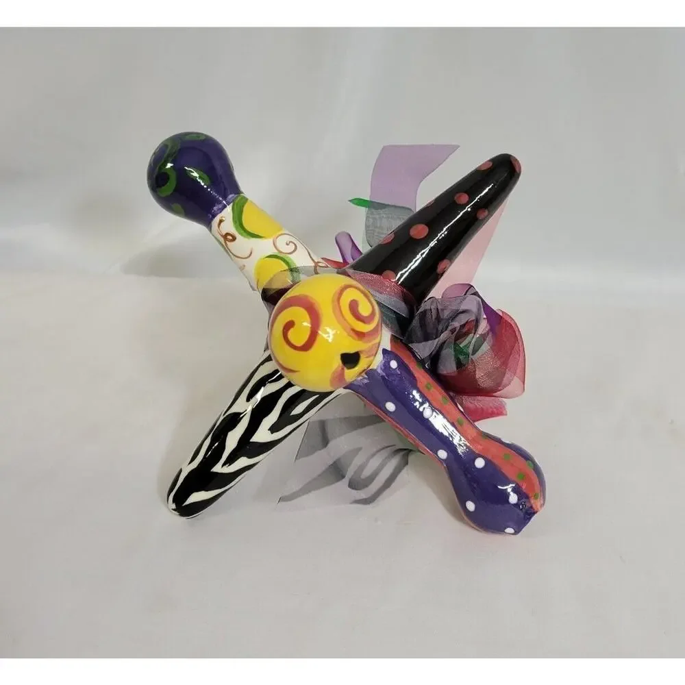 Hand Painted Multicolor Whimsical Kitchy Oversized Ceramic Jack Jax Decor
